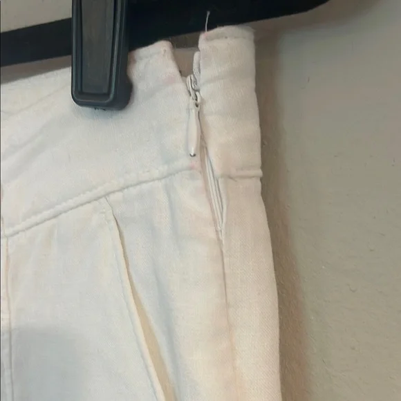 LOFT Ivory Button-Front Linen Trousers - Picture 3 of 6